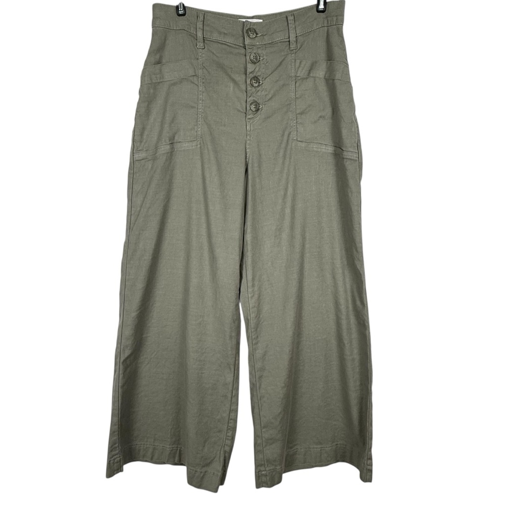 EVEREVE Joelle Wide Leg Pant Size 27 Linen/Lyocell Light Olive - Picture 5 of 16